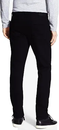 Stylish Black Denim Solid Mid Rise Jeans For Men-thumb1