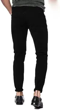 Stylish Black Denim Solid Mid-Rise Jeans For Men-thumb1