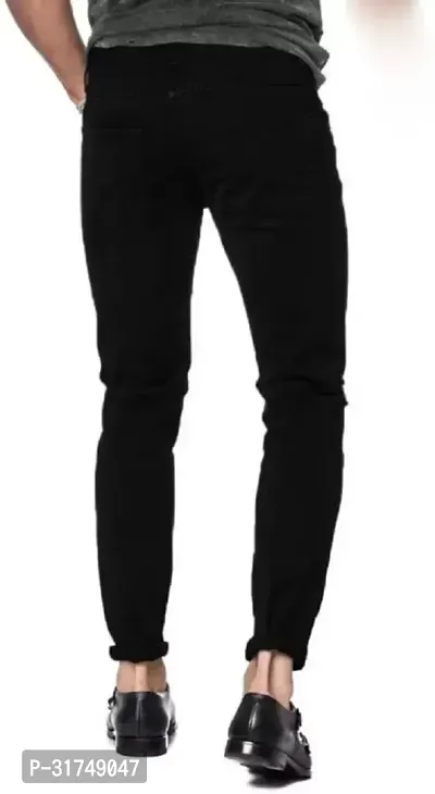 Stylish Black Denim Solid Mid-Rise Jeans For Men-thumb2