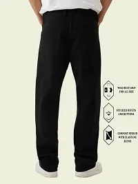 Stylish Black Cotton Blend Solid Mid-Rise Jeans For Men-thumb1