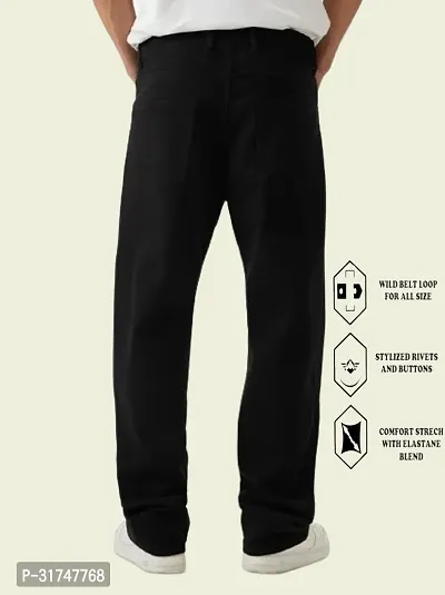 Stylish Black Cotton Blend Solid Mid-Rise Jeans For Men-thumb2