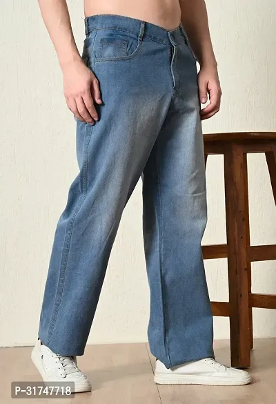 Stylish Blue Denim Solid Mid-Rise Jeans For Men-thumb3