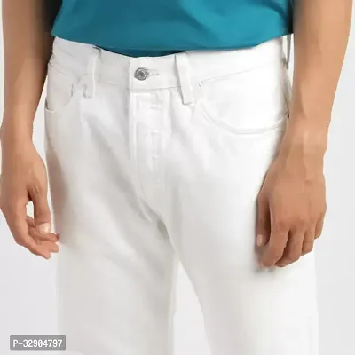 Stylish White Denim Solid Regular Fit Jeans For Men-thumb4