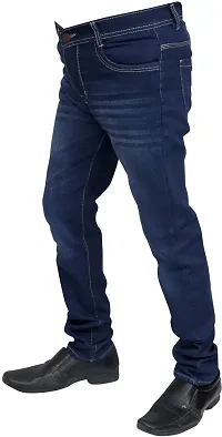 Stylish Blue Cotton Blend Mid-Rise Jeans For Men-thumb3