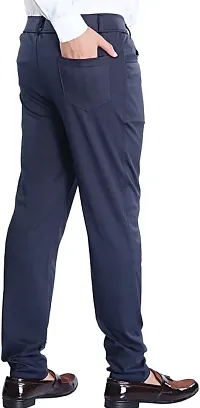 Mevan Comfortable Blue Polyester Spandex Regular Track Pants For Men-thumb1