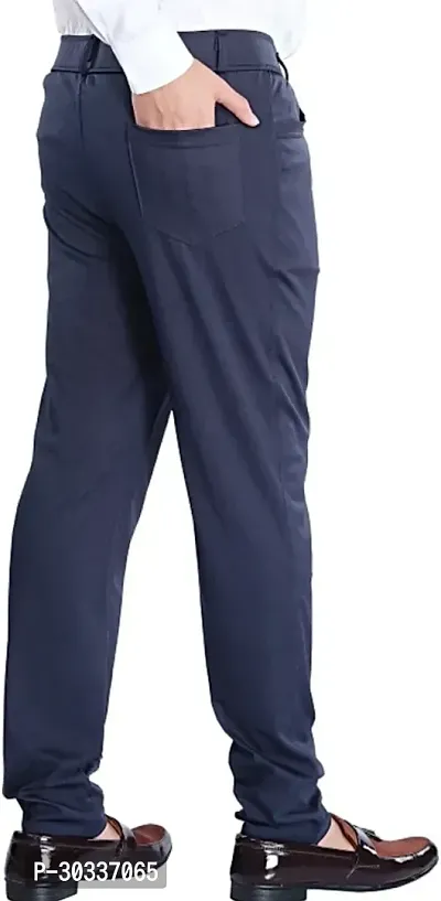 Mevan Comfortable Blue Polyester Spandex Regular Track Pants For Men-thumb2