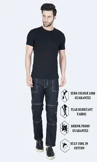 Stylish Black Cotton Blend Solid Mid-Rise Jeans For Men-thumb1