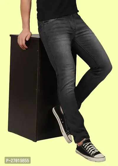 Stylish Cotton Blend Slim Fit Jeans For Men-thumb0