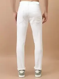 Stylish White Denim Solid Regular Fit Jeans For Men-thumb1