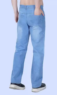 Stylish Blue Denim Solid Mid-Rise Jeans For Men-thumb1