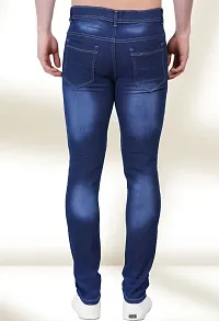 Elegant Blue Denim Distress Mid-Rise Jeans For Men-thumb1