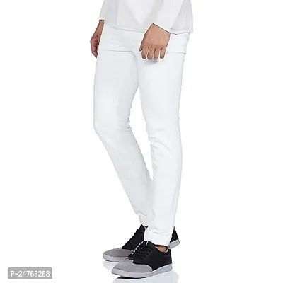 COMFITS Men's Latest Stylish Fashion White Plain Jeans (32)