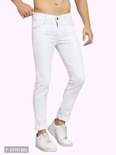 COMFITS Men's Tapered Slim Fit Jeans (36) White