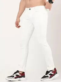 Stylish White Cotton Blend Mid-Rise Jeans For Men-thumb2