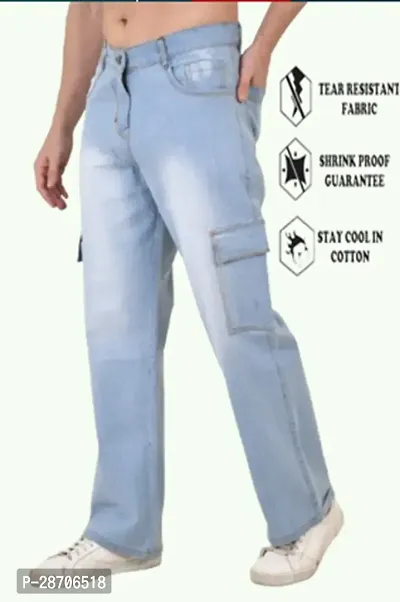 Stylish Blue Denim Mid-Rise Jeans For Men-thumb0