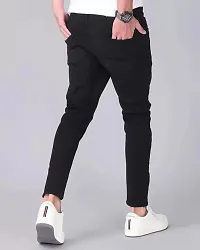 Stylish Black Denim Solid Mid Rise Jeans For Men-thumb1