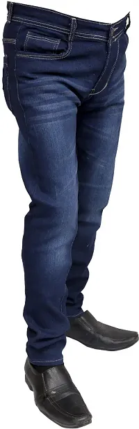 Stylish Blue Cotton Blend Mid-Rise Jeans For Men-thumb2