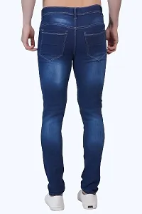 Stylish Cotton Blend Navy Blue Solid Mid Rise Jeans For Men-thumb1