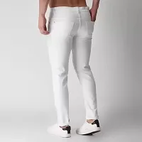 Stylish White Denim Solid Mid-Rise Jeans For Men-thumb1