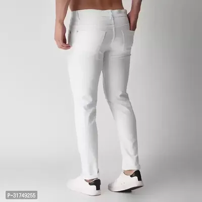 Stylish White Denim Solid Mid-Rise Jeans For Men-thumb2