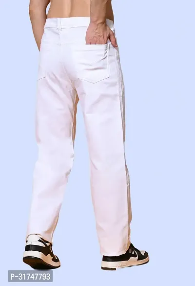 Stylish White Denim Solid Mid-Rise Jeans For Men-thumb2