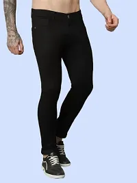 Stylish Black Denim Solid Mid-Rise Jeans For Men-thumb2