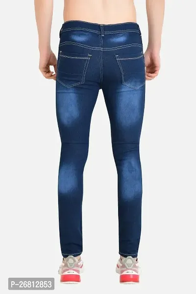 Stylish Cotton Blend Navy Blue Solid Mid Rise Jeans For Men-thumb2