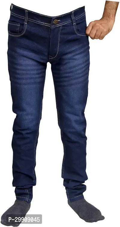 Stylish Blue Cotton Blend Mid-Rise Jeans For Men-thumb0