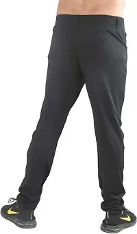 Mevan Stylish Black Lycra Blend Solid Regular Fit Trouser For Men-thumb1