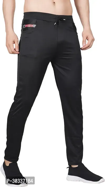 Mevan Comfortable Black Polyester Spandex Regular Track Pants For Men-thumb0