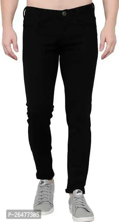 Stylish Black Denim Mid-Rise Jeans For Men-thumb0