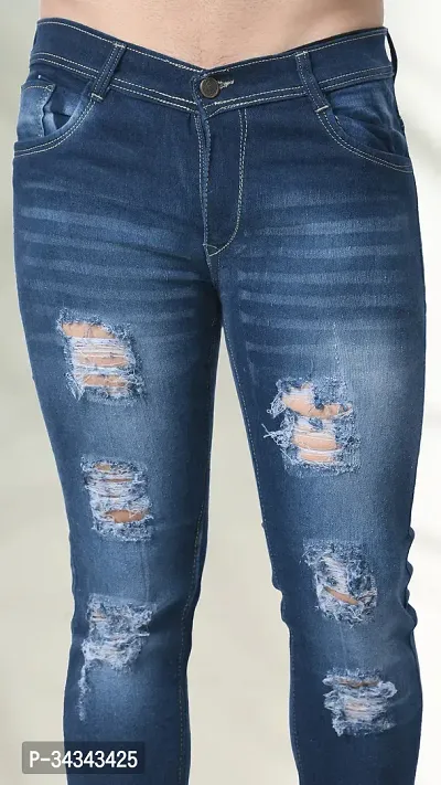 Stylish Blue Denim Solid Jeans For Men-thumb3