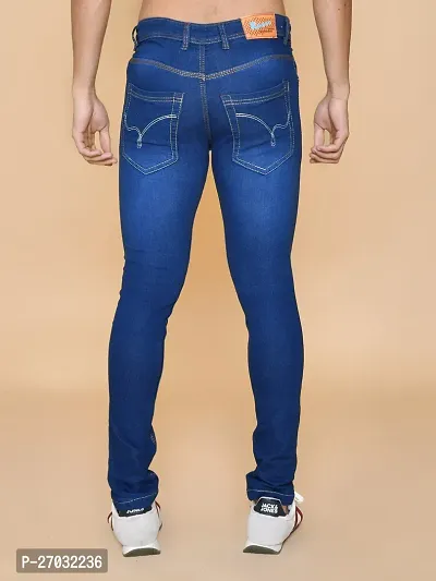 Classic Blue Denim Solid Jeans For Men-thumb2