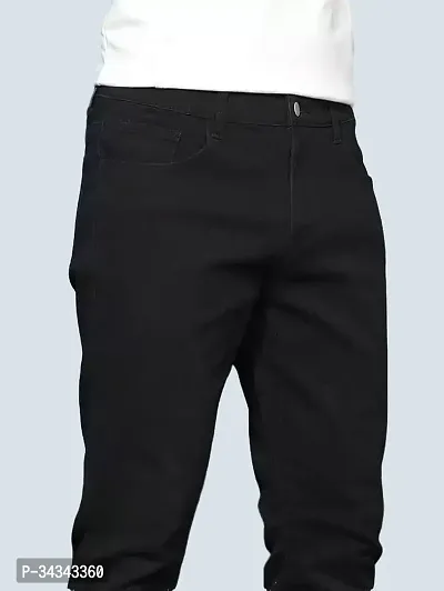 Stylish Black Denim Solid Jeans For Men-thumb3