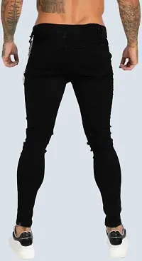 Stylish Black Denim Solid Jeans For Men-thumb1