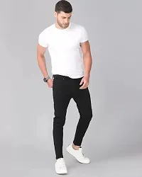 Stylish Black Denim Solid Mid Rise Jeans For Men-thumb3