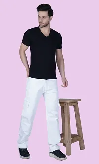 Stylish White Denim Solid Mid-Rise Jeans For Men-thumb2