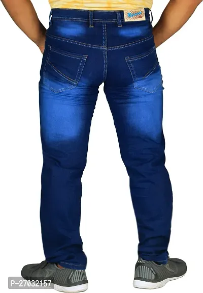 Classic Blue Cotton Solid Jeans For Men-thumb5