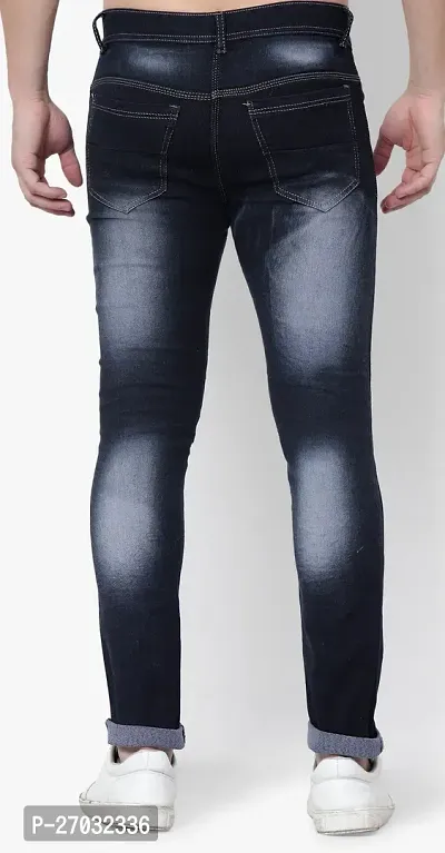 Classic Blue Cotton Blend Solid Jeans For Men-thumb2