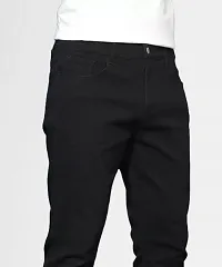 Stylish Black Denim Solid Jeans For Men-thumb2