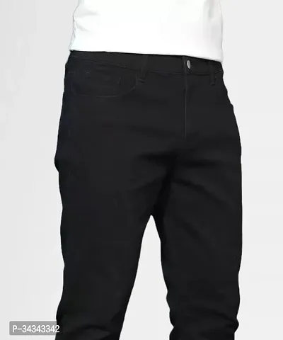 Stylish Black Denim Solid Jeans For Men-thumb4