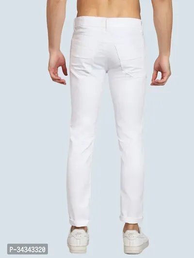 Stylish White Denim Solid Jeans For Men-thumb2