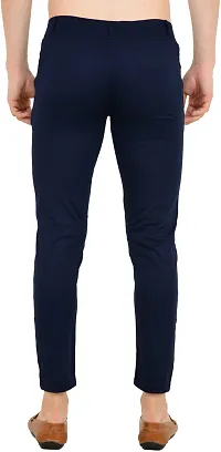 Mevan Stylish Blue Lycra Blend Solid Regular Fit Trouser For Men-thumb1