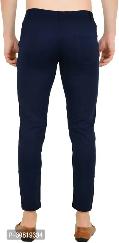 Mevan Stylish Blue Lycra Blend Solid Regular Fit Trouser For Men-thumb2