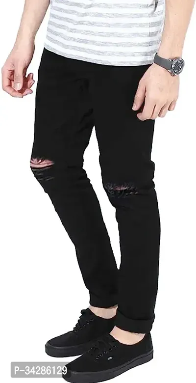 Stylish Denim Black Slim Fit Mid-Rise Jeans For Men-thumb0