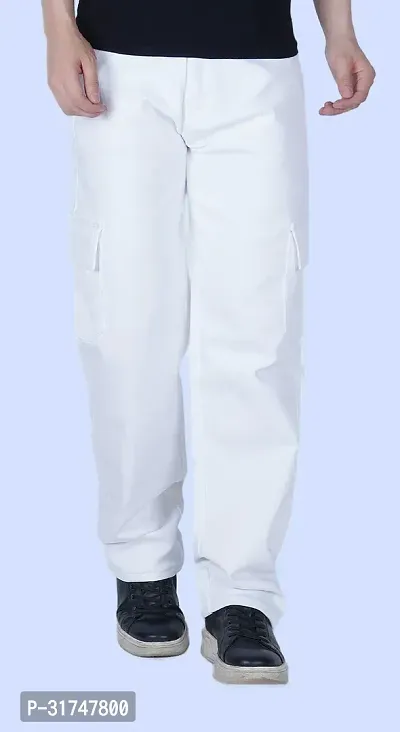 Stylish White Denim Solid Mid-Rise Jeans For Men-thumb0