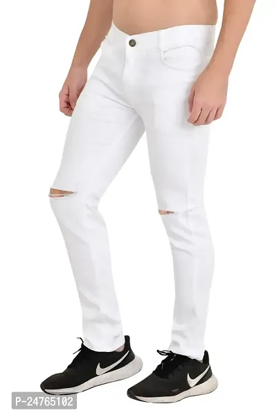 COMFITS Men's Regular Tapered Slit Cut Jeans (34) White