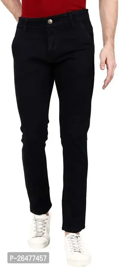 Stylish Black Denim Mid-Rise Jeans For Men-thumb0