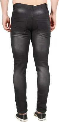 Stylish Black Cotton Blend Solid Mid-Rise Jeans For Men-thumb1