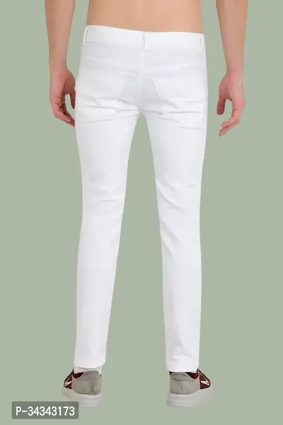 Stylish White Denim Solid Jeans For Men-thumb2